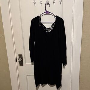 Chic Long Sleeve Black Dress